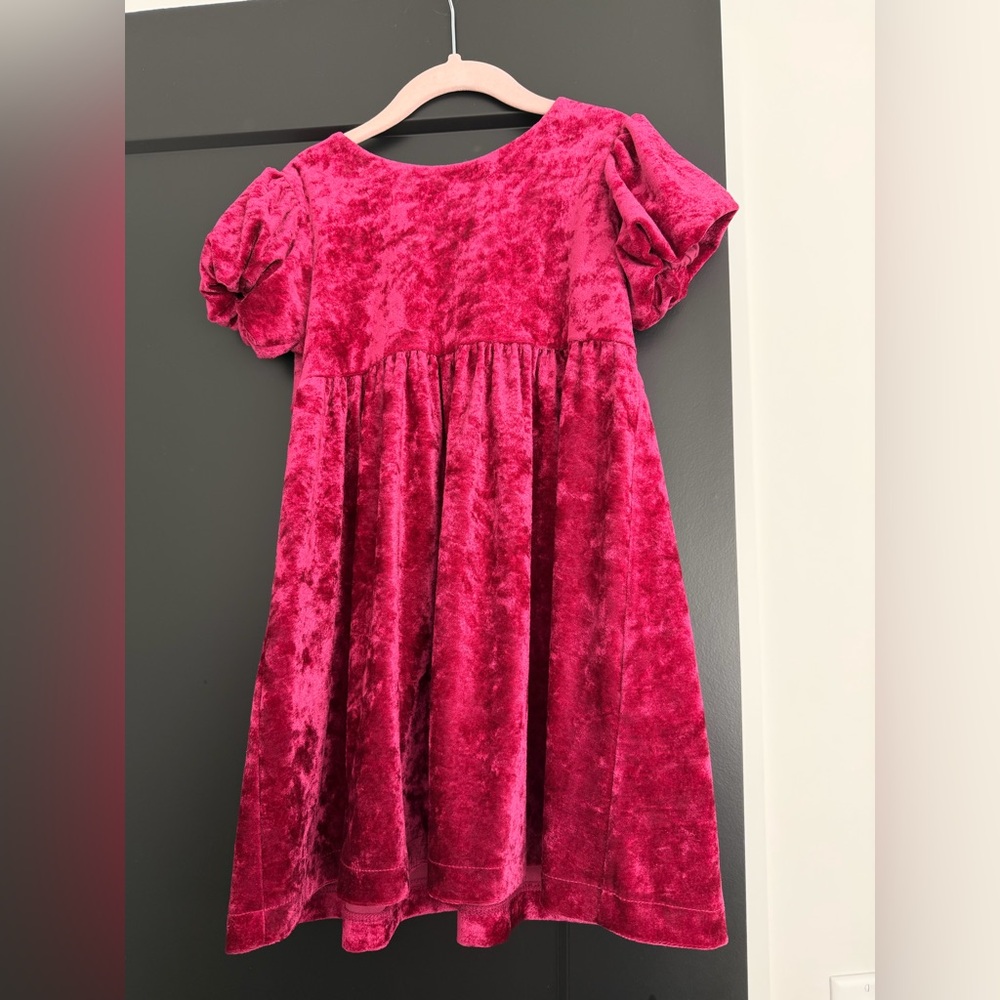 Zara Vibrant Pink Velvet Kids Dress